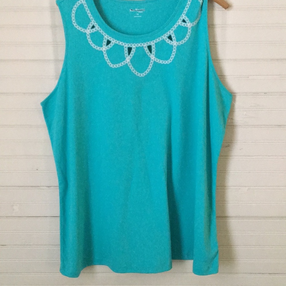 Kim Rogers Embroidered Turquoise Top. SZ 1X. NWOT.